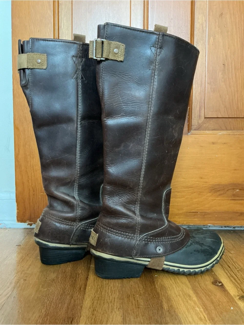 Sorel Womens Slimpack Riding Leather Duck Foot Lug Sole Waterproof Boots